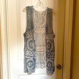 Gray/Off White Lace Vest